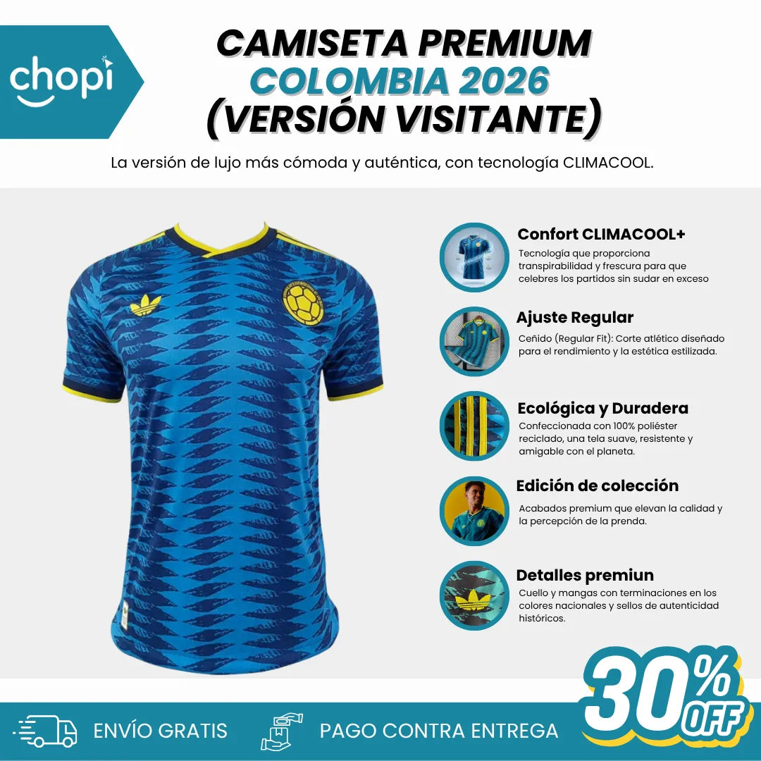 013 | Camiseta Colombia Mundial 2026 (Versión visitante azul)