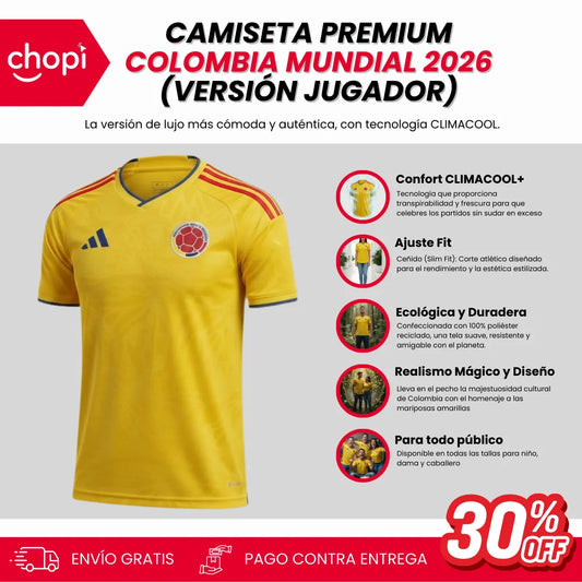 007| Camiseta Premium Colombia Mundial 2026 (versión Jugador)