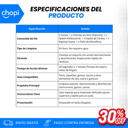 Kit limpieza tenis con antibacterial